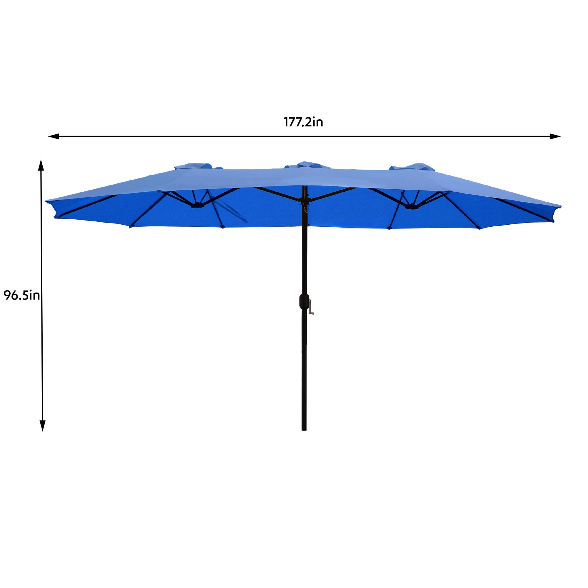 Abble 15x9 ft. Large Double Sided Rectangular Patio Market Umbrella with Crank Lift - Heavy Duty Steel Sun Shade for Pool, Deck, Backyard, Navy
