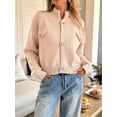 thumbnail image 4 of Cardigan for Women Trendy Button Up Sweater Jackets Mock Neck Long Sleeve Loose Fit Chunky Knit Outwear Coats M, 4 of 8