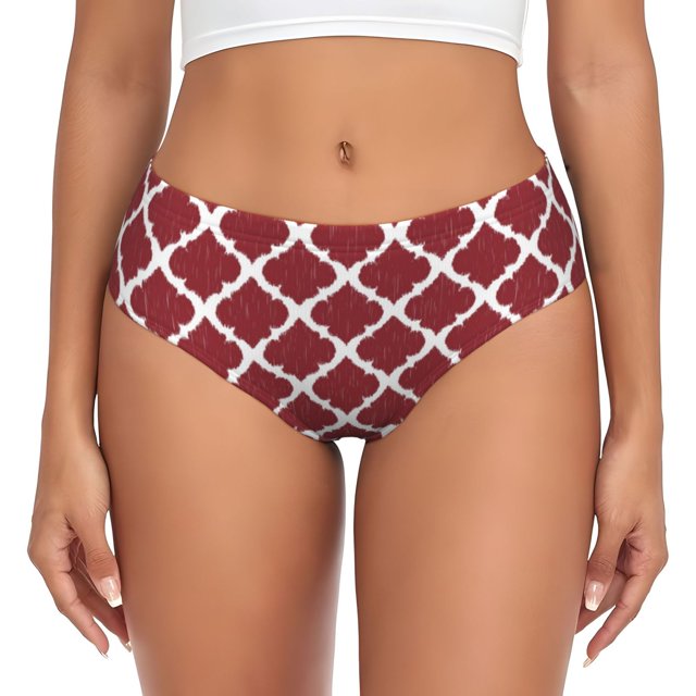 Balery Red Moroccan Ropa Interior de Algodón para Mujer con Dibujo – Braguitas Cómodas y Elásticas, Estilo Clásico-X-Large