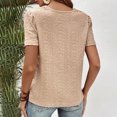 thumbnail image 5 of Kovlvoll Womens Summer Short Sleeve Tops Lace Patchwork Crew Neck T-Shirt Summer Eyelet Casual Comfy Blouse, 5 of 7