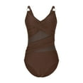 thumbnail image 7 of Mesh One Piece Swimsuit for Women Twist Front Tummy-Control Bathing Suit O-Ring Adjustable Strap Bikini Swimwear Coffee, L, 7 of 7