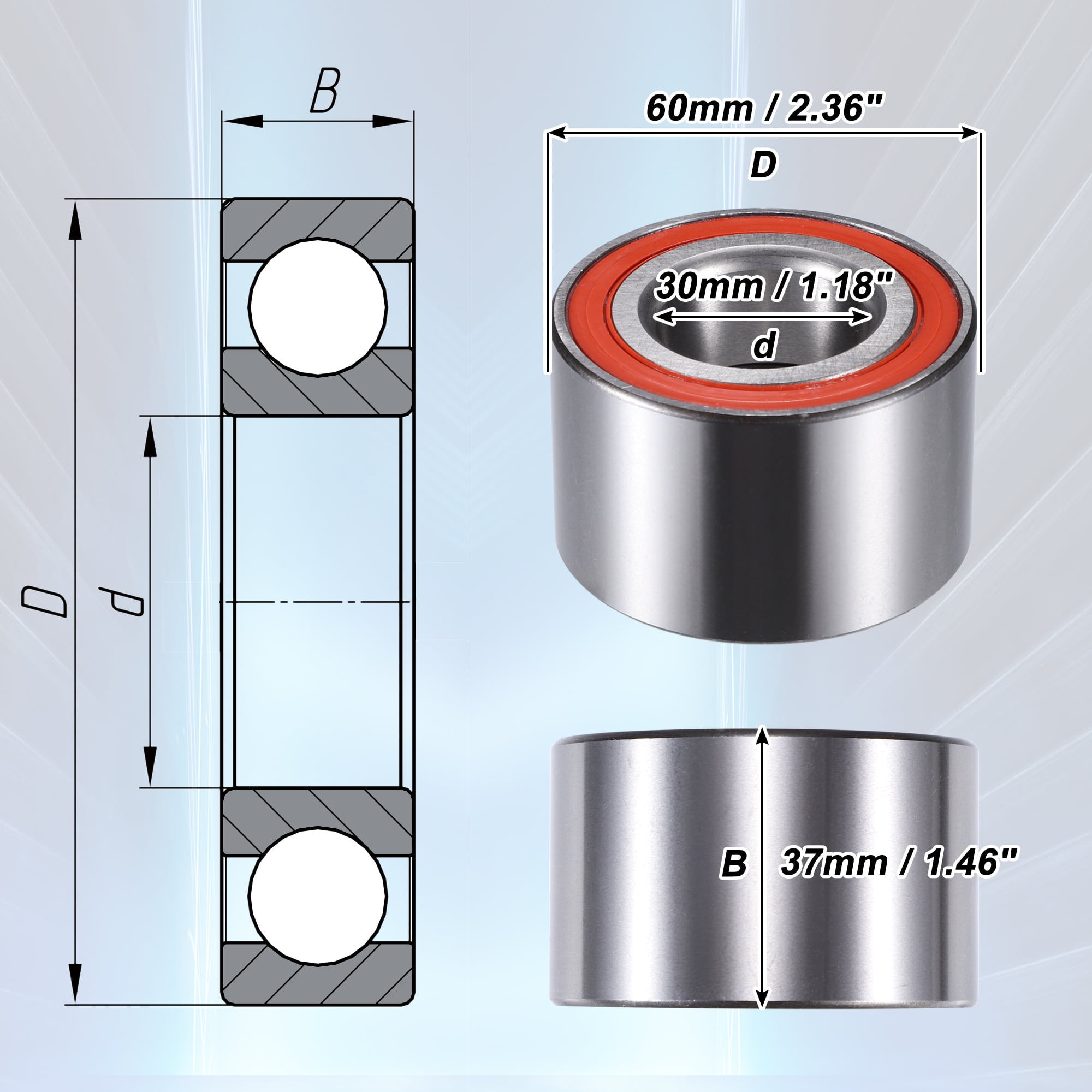 Unique Bargains Front Rear L/R ATV UTV Wheel Bearing DAC30600337 for Can-Am Outlander