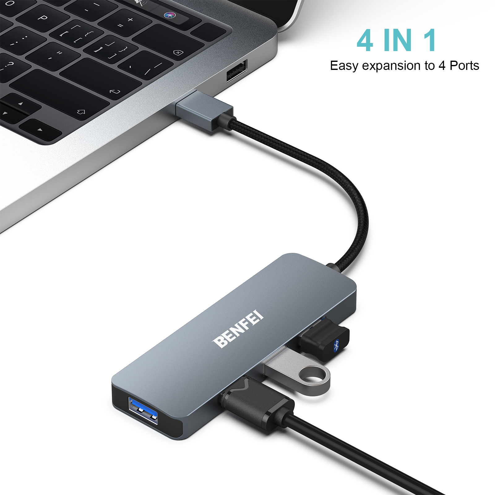 Benfei USB 3.0 Hub 4-Port Ultra-Slim, Black photo 6