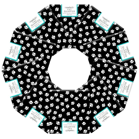 Create It 18"x21" Cotton Paws Black Precut Sewing & Craft Fabric, Pink 10 Pieces