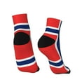 thumbnail image 2 of Women Men Athletic Socks Norway Flag Cushioned Quarter Ankle Socks, 2 of 7