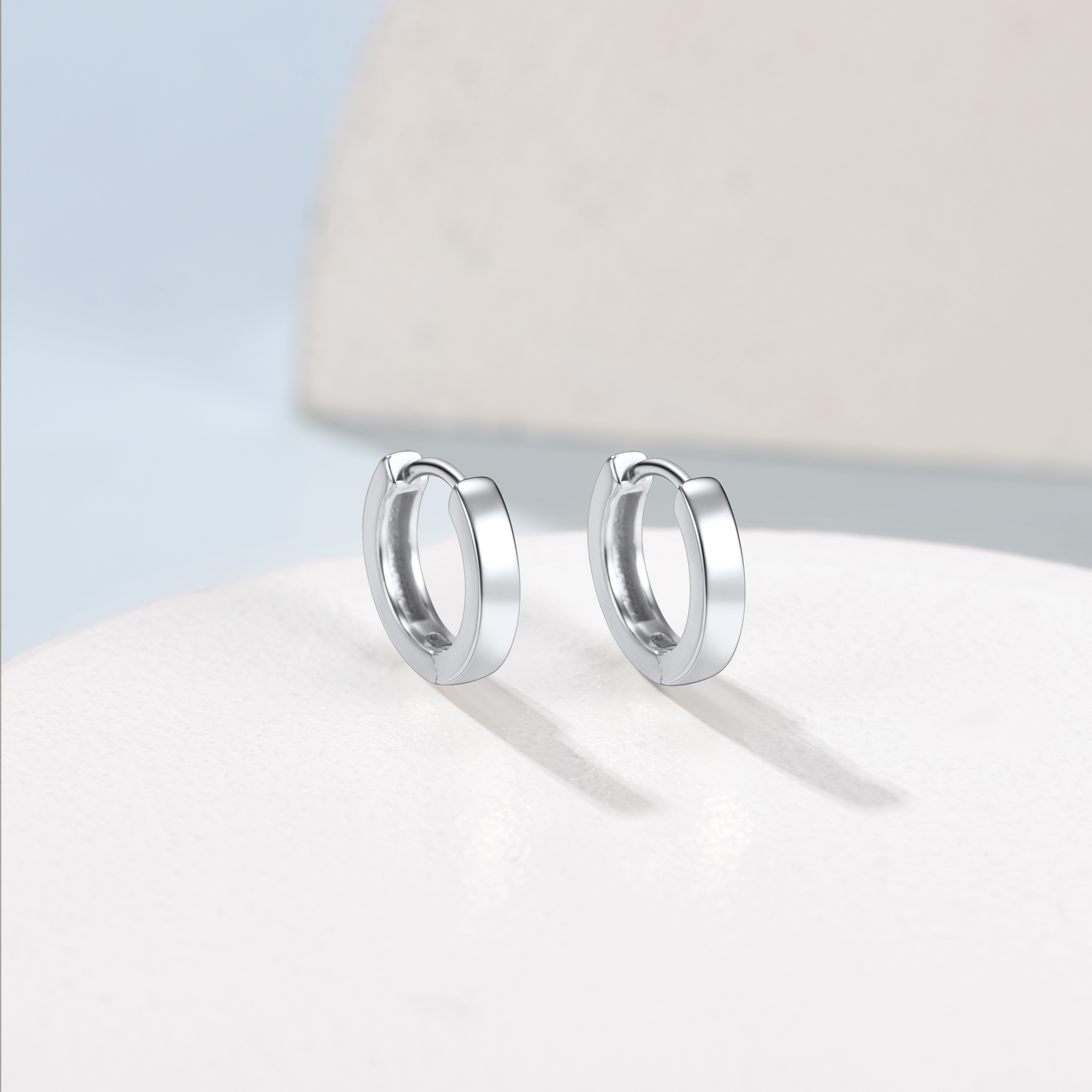 Suplight 925 Sterling Silver Huggie Earrings for Women Plain Hoop Earrings, Gold/Rose Gold/Black Plated