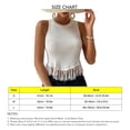 thumbnail image 4 of Blusa sin mangas con cuello redondo y empalme con borlas delanteras para mujer Blusa corta de color puro, 4 of 8