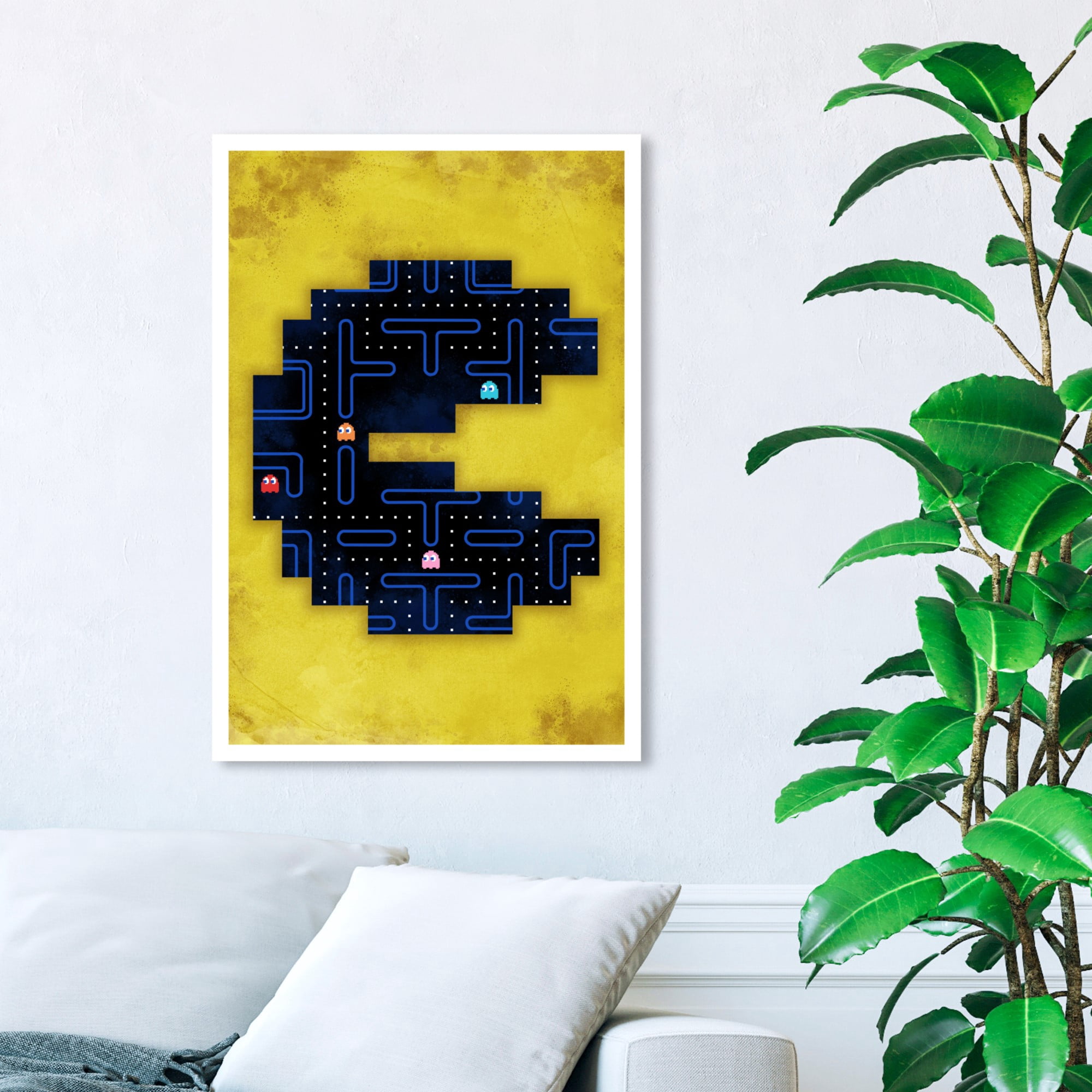 Wynwood Studio 'Classic Arcade Game' Entertainment and Hobbies Wall Art Canvas Print - Yellow, Blue, 24" x 36"