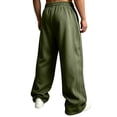 thumbnail image 6 of Domuza Baggy Sweatpants for MenWide Leg Elastic Waist Drawstring Athletic Loose Jogger Lounge Sweat Pants with Pockets Army Green S, 6 of 7