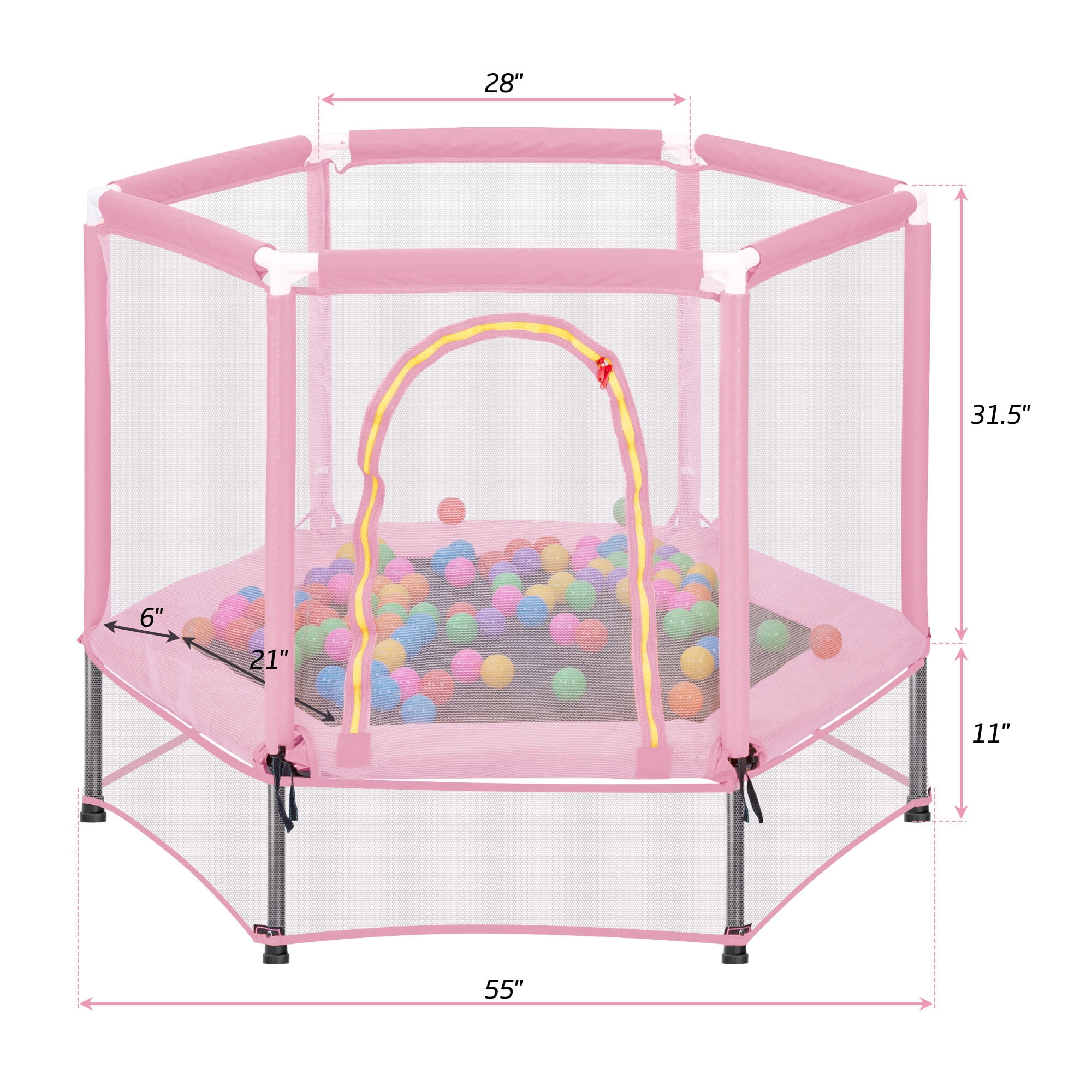 EUROCO 55" Mini Trampoline with Safety Enclosure Net, 4.5FT Indoor & Outdoor Toddler Trampoline with No-Gap Design, Small Trampoline for Kids Easy to Assemble