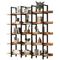 thumbnail image 4 of 5-Tiers Bookcase with Black Metal Frame, Open Bookshelf,Vintage Industrial Style Etagere Bookshelves, Display Shelves,Plant Potted Shelves for Home Office Decor, Black and Brown, 4 of 7