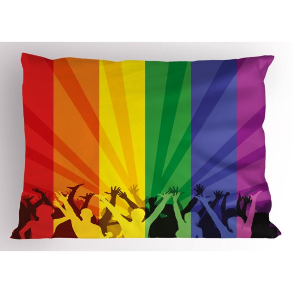 Ambesonne Pride Pillow Sham, People Celebrating Event, 36" X 20", Multicolor