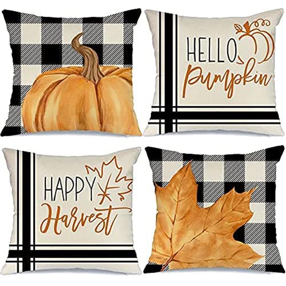 Vintage Decorative Pattern Fall Thanksgiving Farmhouse Cushion Cover Cases Decorative Pillowcase for Sofa Bed Couch Hying Maple Leaf Throw Pillow Cover 18x18 for Fall Decoration