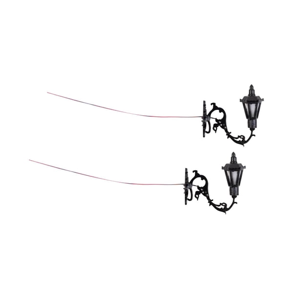 2 piezas de mini farola en miniatura, modelo de casa de muñecas, apliques de pared LED de simulación estilo C
