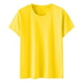 thumbnail image 4 of Yellow Popular Womens Clothes 2024, Cotton Womens Oversized Tee Shirts, Short Sleeve Dress Shirts for Women, Androgynous Clothing, Solid Work Solid Color Blouses for Women Dressy Casual, 4 of 8