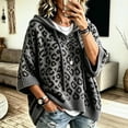 thumbnail image 2 of Lumtrix Womens 3/4 Sleeve Hoodie Knit Pullover Sweater Oversized Leopard Print Poncho Sweatshirts Loose Fall 2026 Winter Pullover Dark Gray S, 2 of 5