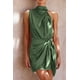 thumbnail image 2 of Vestido PRETTYGARDEN Verde Militar de Satén Sin Mangas con Cuello Simulado Talla S, 2 of 8