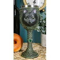 Wicca Mystical Witching Hour Black Cat Wine Goblet 7oz Cats Celtic Chalice Cup