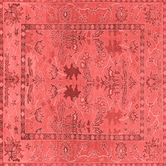 Ahgly Company Indoor Square Abstract Red Modern Area Rugs, 7' Square