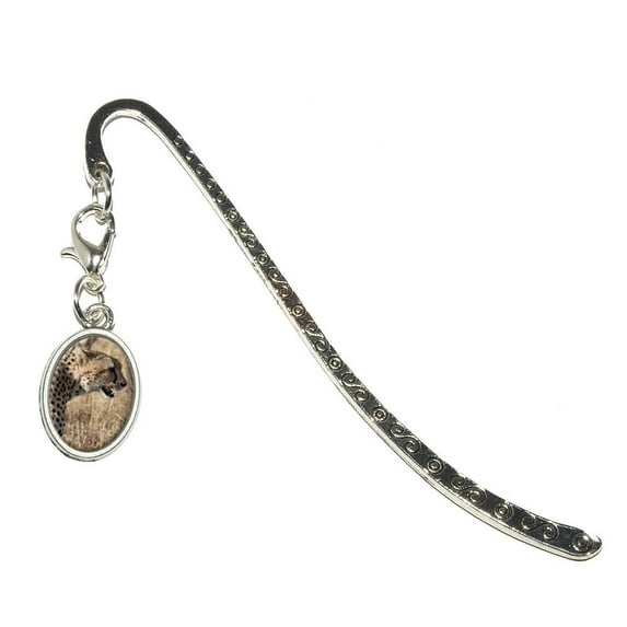 Cheetahs on African Plain Oval Charm Metal Bookmark
