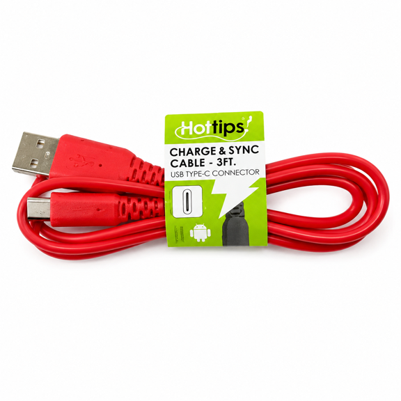 1 Pack 3ft USB Type C Charge and Sync Cable for Fast Charging and Data Transfer, Durable Connector with Reinforced Strain Relief for Phones Tablets and Compatible Devices, Red