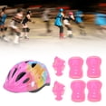 thumbnail image 4 of Juego de 7 piezas de equipo de protección para bicicleta de patinaje para niños, casco de seguridad, rodilleras, coderas y muñequeras, color rosa y colorido., 4 of 14