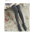 thumbnail image 2 of BadPiggies Womens 100% Cotton Thigh Long Stockings Lace High Over Knee Socks Winter Warm Hose (2 Pair, Gray), 2 of 7