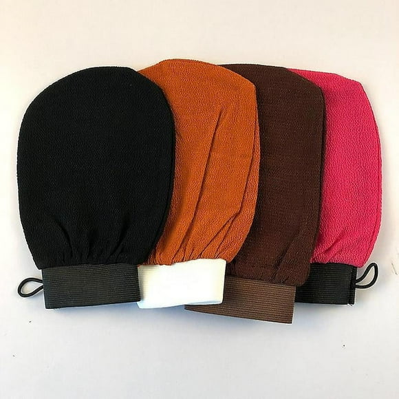Exfoliating Glove Scrub Wash Lavender Gloves Rayon Mitt No Irritation Random mention exists in Black/Orange/Coffee/Rose Red) 4pcs same color