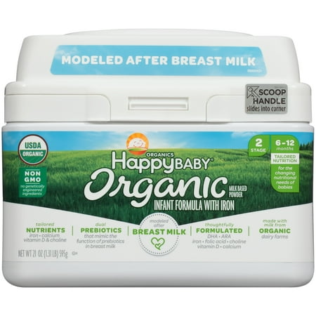 Happy Baby Organics Organic Stage 2 Milk Based Powder with Iron Infant Formula 21 oz. (Best Formula For Gassy Constipated Babies)