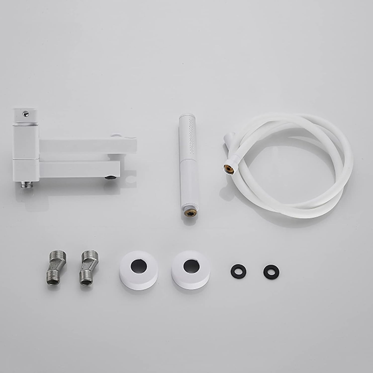 Bath Mixer Tap with Shower Attachment Bathtub Faucet Wall Mounted Brass Hot and Cold Water Hand Shower Double Hole Bathroom Shower Faucet White-B