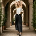thumbnail image 4 of SOMER Womens Wid e Leg Pants Flowy Casual Drawstring Waist Wide Leg Loose Linen Palazzo Harem Pants with Pocket 2026 Black, 4 of 8