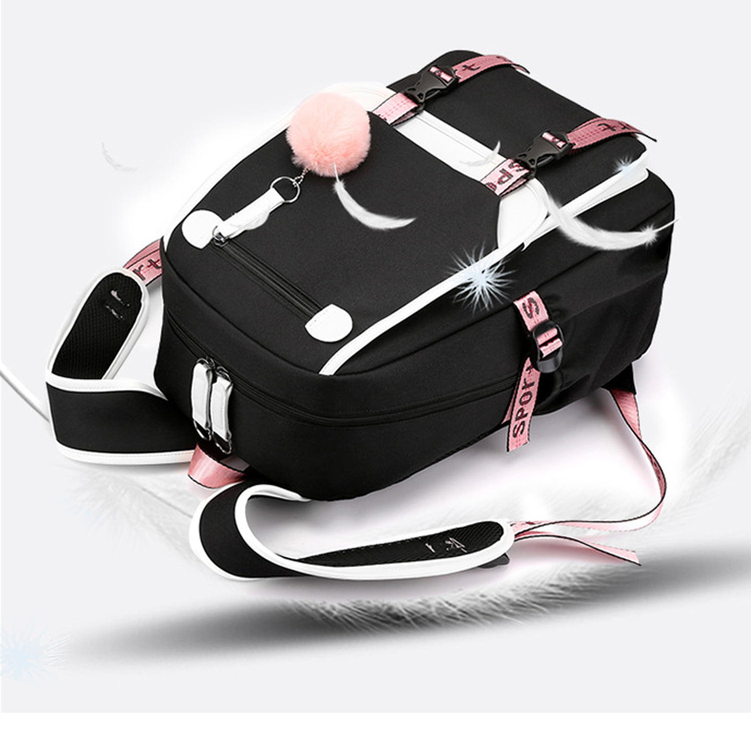 Buy KAKA Korean Style Student Men Backpack Schoolbag Large Capacity  Waterproof USB Charging Travel Backpack Laptop 17.3 inches Bag (Black) at