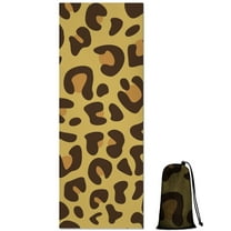 Yellow and Brown Of Leopard Print Hot Yoga Mat Towel Non Slip for Hot Yoga - Quick-Drying Yoga Mat Cover with 4 Corner Pockets with Travel Bag - Hot Yoga Towel Non Slip 70"x26"