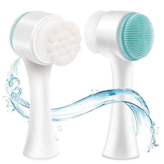 Manual Facial Cleansing Brush, 2-in-1 Skin Care face Brush, Silicone Facial Scrubber Manual Dual Face Wash Brush for Deep Pore Exfoliation Massaging