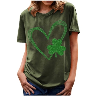 AherBiu Hauts Imprimés pour la Saint-Patrick pour Femmes Manches Courtes Été Décontracté Haut Ample T-Shirts
