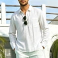 thumbnail image 2 of Bxsruta Men's Long Sleeve Half Button Shirt Collared Top with Chest Pocket Casual Daily Wear, 2 of 8