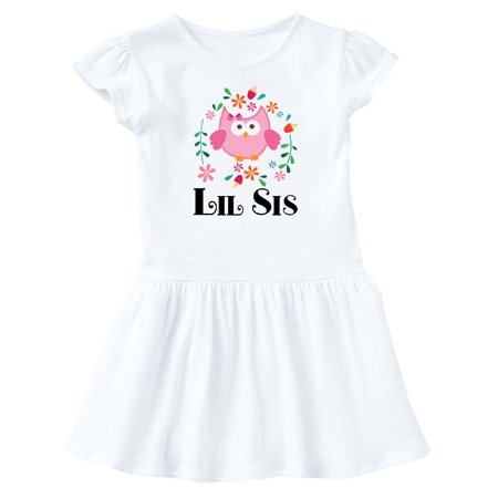 

Inktastic Lil Sis Girls Owl Sister Announcement Gift Baby Girl Dress