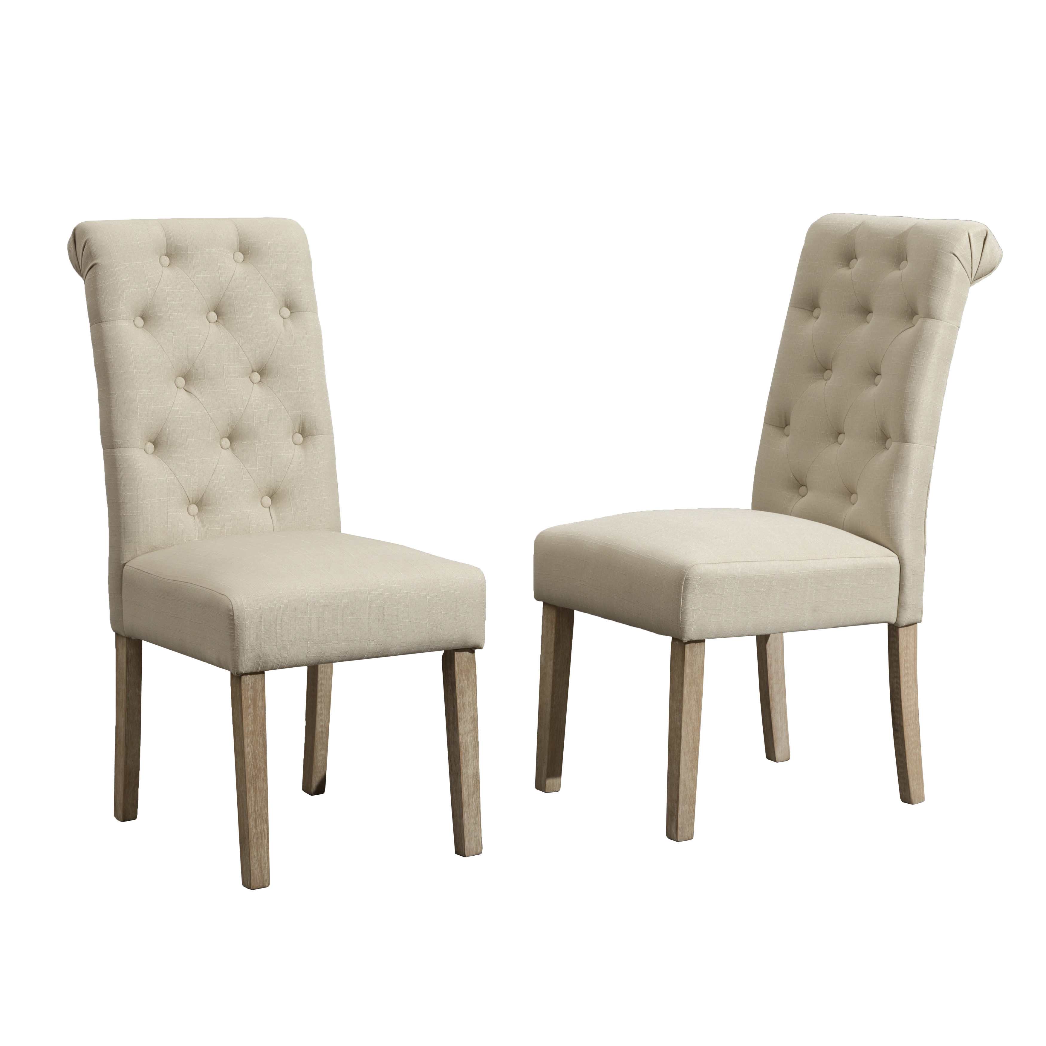 Roundhill Furniture Habit Tufted Parsons Dining Chair Set of 2, Tan photo 1