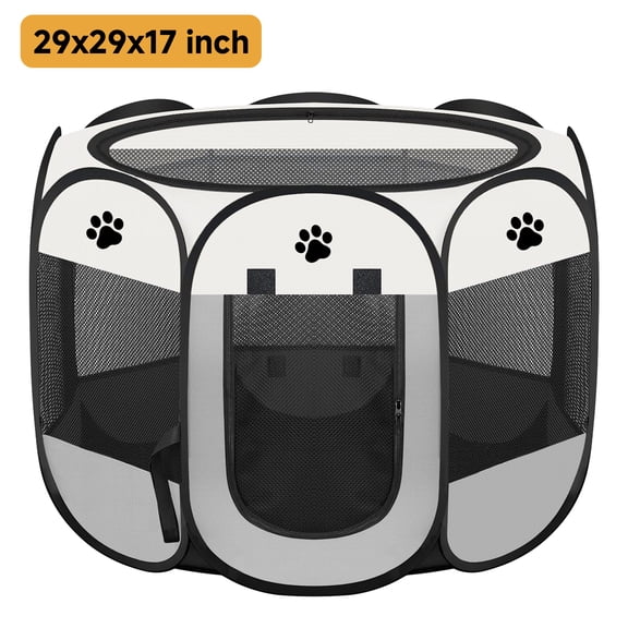 Dinosam Cat Playpen,29" Pop-up Cat Cage with Side Pocket,Pet Playpen for Small Animal Indoor Outside Kitten Playpen 29" Diameter 17" Height