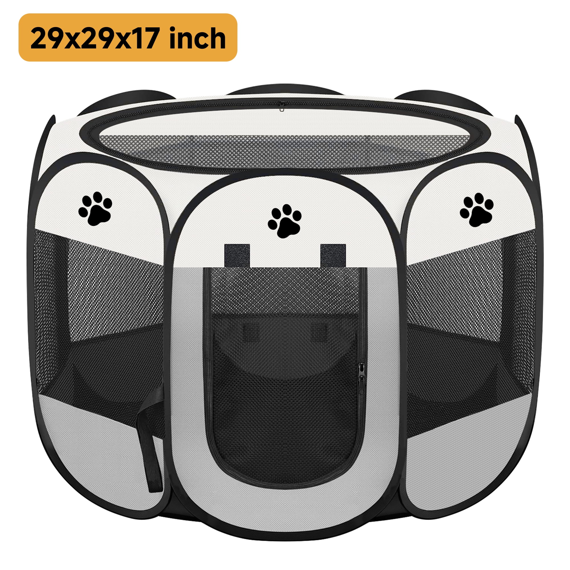 Dinosam Cat Playpen,29" Pop-up Cat Cage with Side Pocket,Pet Playpen for Small Animal Indoor Outside Kitten Playpen 29" Diameter 17" Height