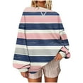 thumbnail image 3 of Craaazy Shirts For Women Crewneck Sweatshirts Striped Printed Comfy Pullover Long Sleeve Tops Gifts For Women, 3 of 5