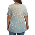 thumbnail image 4 of XADYUY Women's Plus Size Tops 4x-5x Summer V Neck Shirts Daisy Floral Graphic Tees Short Sleeve Tunics Shirts Dressy Casual Clothes for Women,2XL Light Gray, 4 of 4