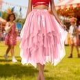 thumbnail image 2 of QHFBli Women's Tulle Skirts High Low Layered Puffy Fairy Skirts Midi Length Irregular Tutu Skirt, 2 of 4