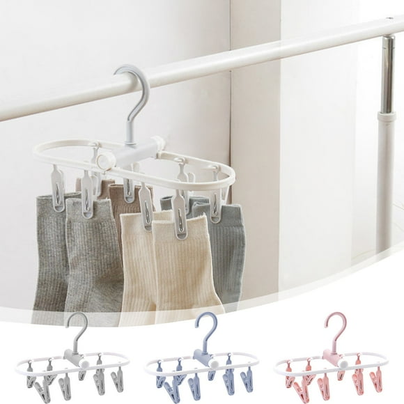 Portable Foldable Clothes Drying Rack with Clips for Socks, Shirts & Baby Clothes | Collapsible Travel Laundry Hanger for Home, Dorm, Apartment | Multi-Functional Rotating Clip Design | Space Saver