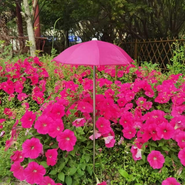 Feltree Adjustable Decoration Shade Umbrella with Stainless Steel Frame, 10.6 Inch Sun Protection Cover for Garden Potted Decorations, Easy Installation Outdoor Patio Sunshade