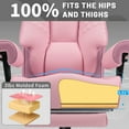 thumbnail image 4 of Hoffree Big and Tall Office Chair 500lbs, Reclining Ergonomic Desk Chair with Adjustable Lumbar Support, Arms and Headrest, Executive Leather High Back Computer Chair with Footrest for Home, Pink, 4 of 10