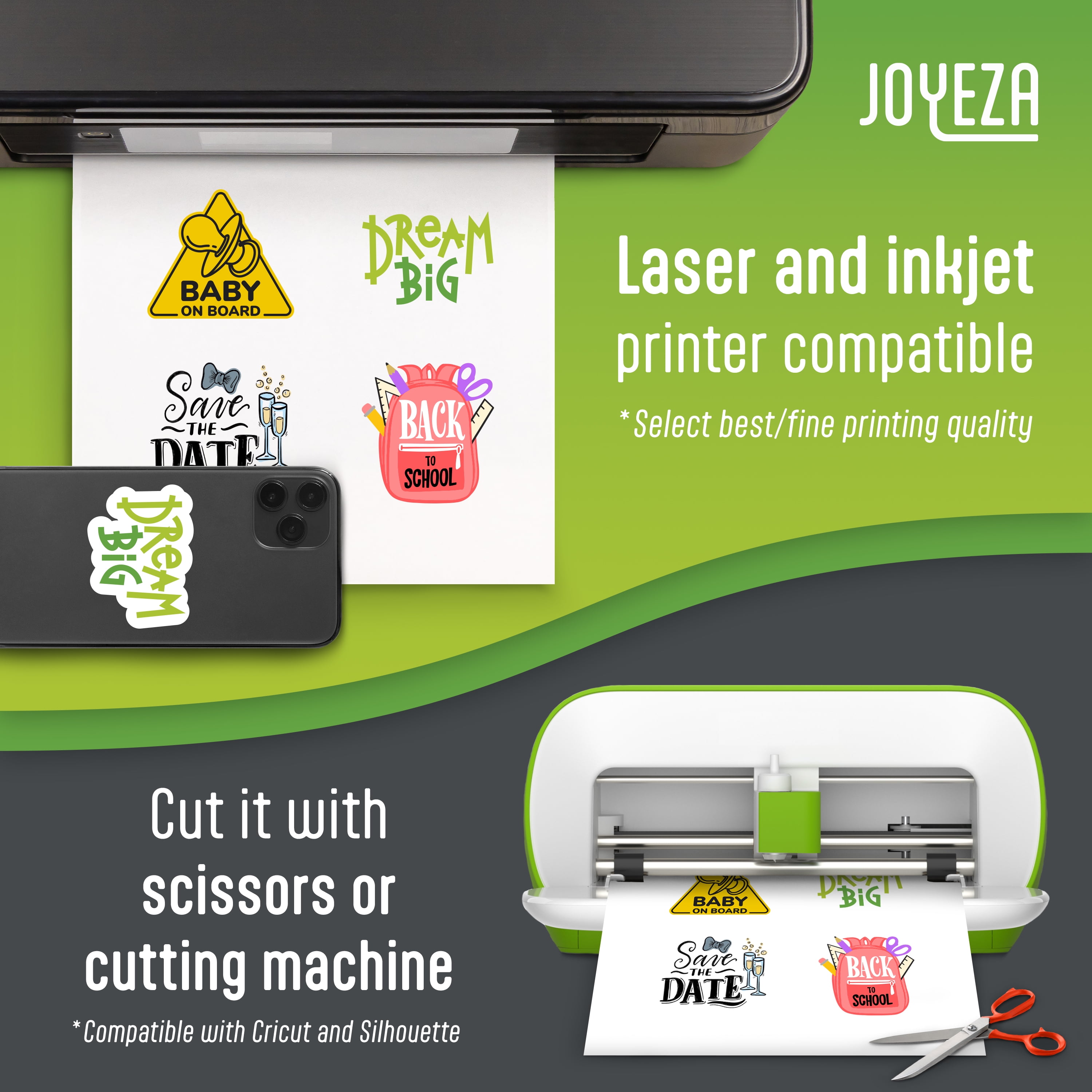 JOYEZA Premium Printable Vinyl Sticker Paper Inkjet Printer 20 Sheets Matte  X5