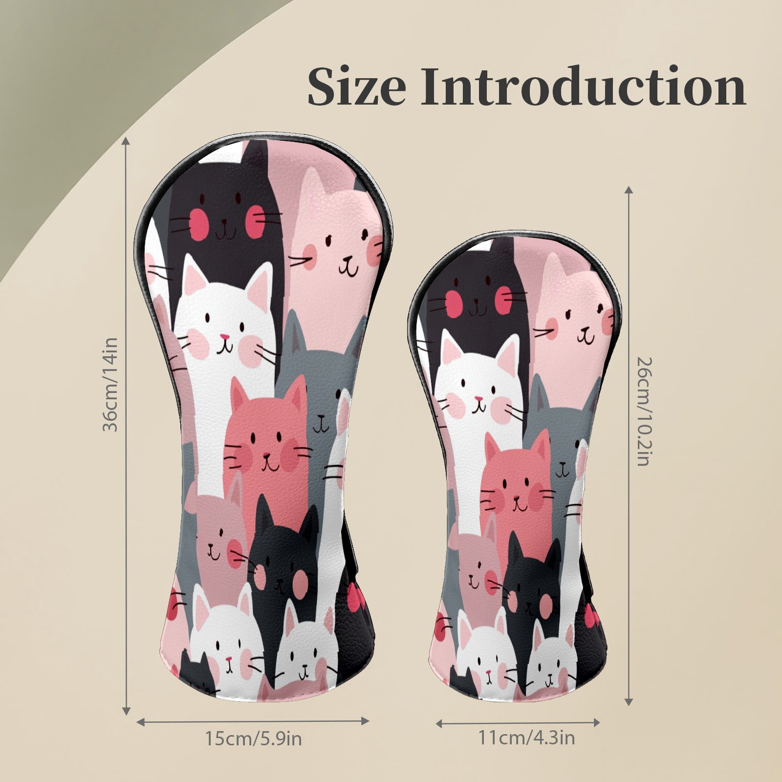 Golf Club Head Covers Funny Cat Pattern Premium Plush Velvet Lining, Waterproof Golf Headcovers Driver & Fairway Woods for Scratch Protection Novelty Gift for Men & Women