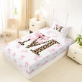 thumbnail image 4 of Erosebridal Initial Alphabet M Twin Sheet Sets,Princess Bowknot Wild Cheetah Pattern Bedding For Bowtie Girls 3pcs, 4 of 6