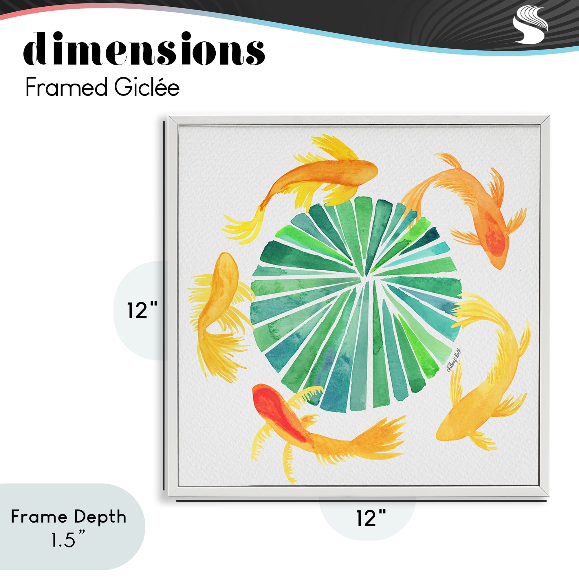Stupell Industries Lotus Garden Orbital Fish White Framed Giclee Art, design by Hillary Holt